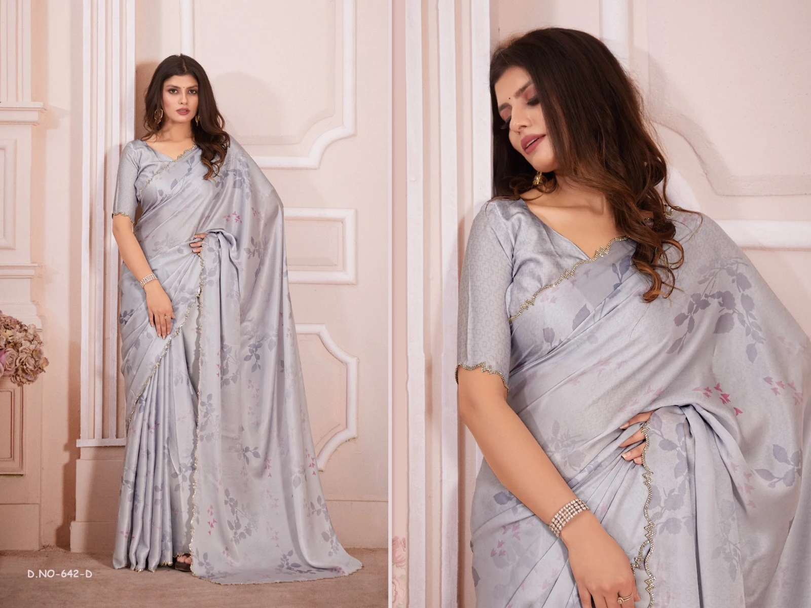 Mehak 642 Series Pure Satin Georgette Digital Print Wholesale Fancy Sarees Catalog — Wholesale Sarees, MPA wholesale from Surat — view 7